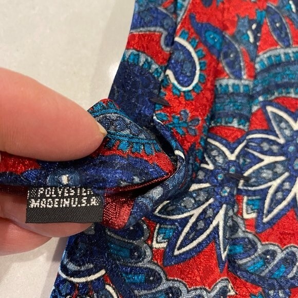 Christian Dior Monsieur Men's tie in red blue and white paisley polyester - Picture 6 of 8